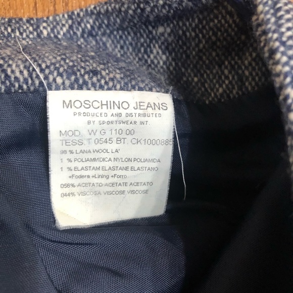 Vintage MOSCHINO Blue Tweed Skirt. Wool A line skirt. - Picture 5 of 5